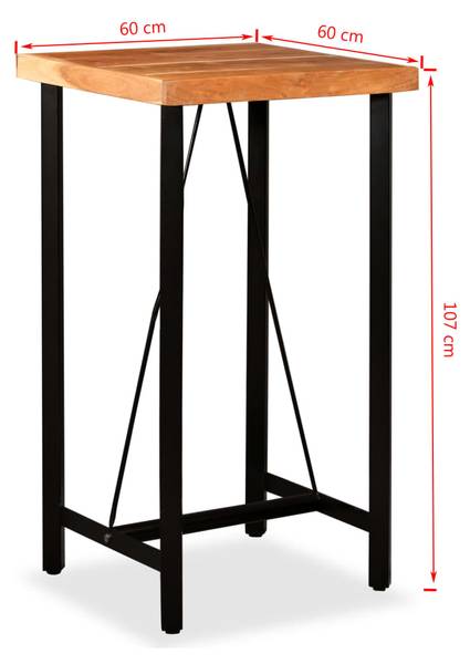 Bar-Set 275128 (3-teilig) Braun - Akazie - Stahl - 60 x 107 x 60 cm
