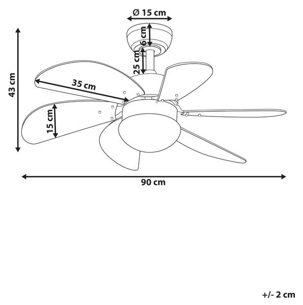 Plafondventilator LOGAR 2-delig roze - bamboe - 90 x 43 x 90 cm