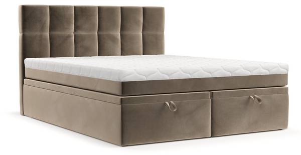Boxspringbett ELANO mit Stauraum Paros Taupe - Liegefläche Breite: 140 cm