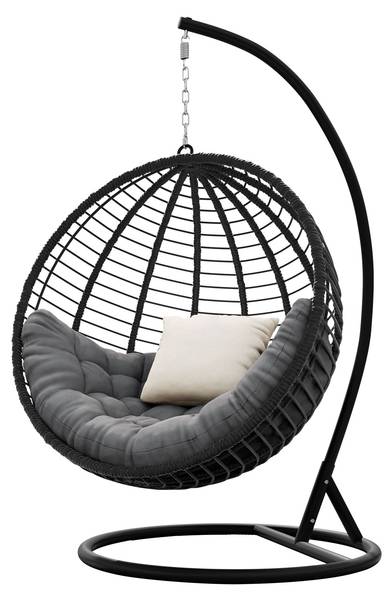 Hängesessel Amara Beige - Schwarz - Grau - Metall - 111 x 195 x 105 cm