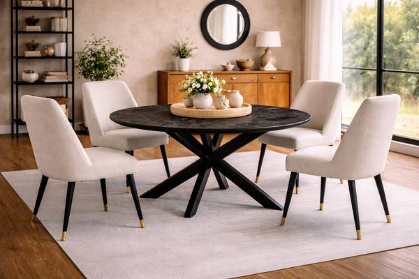 Esstisch Marmor Schwarz - Metall - 180 x 75 x 90 cm