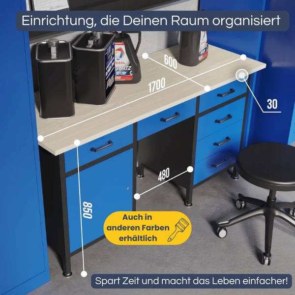 Werkbank FRANK 1 Schließfach Schwarz