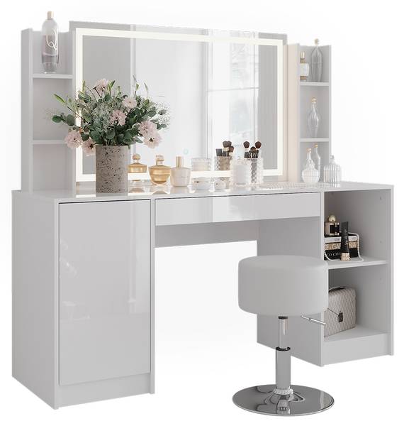 Schminktisch Sherry 57649 4er Set Weiß - Holzwerkstoff - 159 x 146 x 51 cm