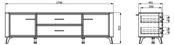 TV-Möbel Gosaldo Beige - Holzwerkstoff - 40 x 53 x 180 cm
