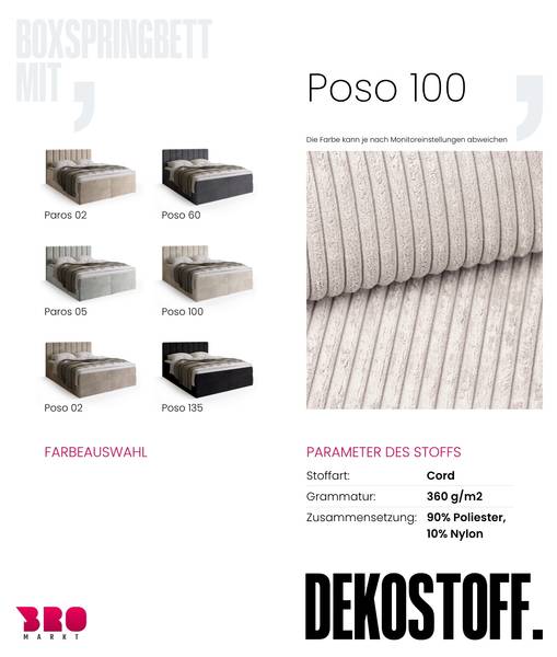Boxspringbett DENVER Creme - Breite: 140 cm - Liegefläche Breite: 140 cm