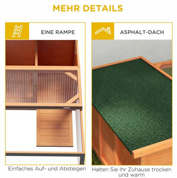Kaninchenstall BB7115 Orange - Massivholz - 55 x 23 x 108 cm