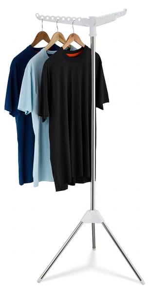 Étendoir à linge pour cintres Argenté - Blanc - Métal - Matière plastique - 62 x 150 x 52 cm