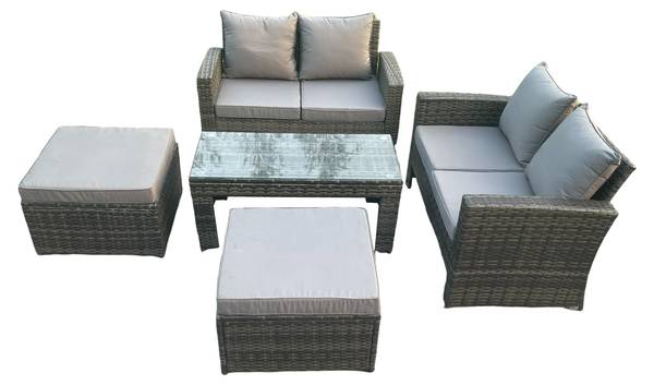 Gartengarnitur Set Mit Sofa D(5er-Set) Grau - Webstoff - 70 x 74 x 124 cm