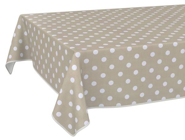 Wachstuchtischdecke Punkte mit SAUM Beige - Kunststoff - 140 x 1 x 100 cm