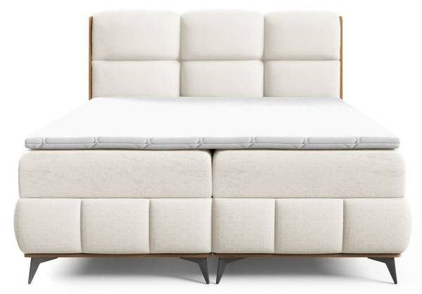 Boxspringbett CHARLIE Ecru - Breite: 125 cm