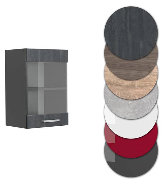 Küchenglasschrank R-Line 47494 Anthrazit - Schwarz - Breite: 40 cm