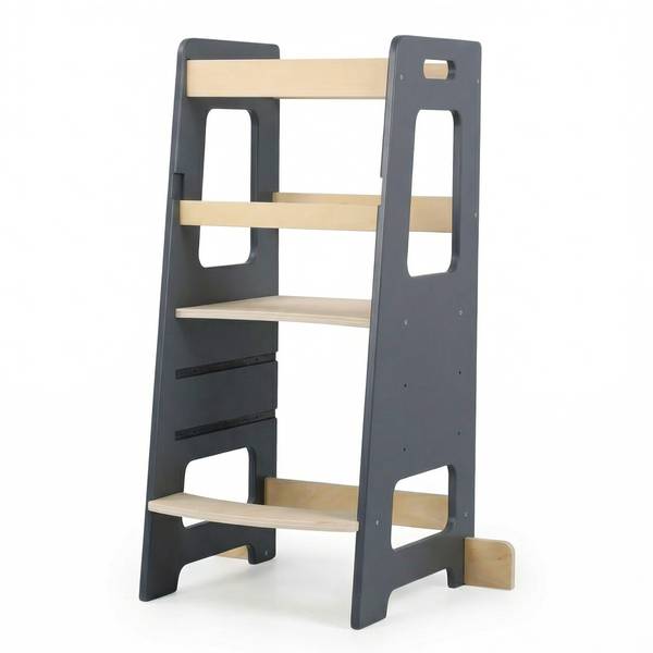 Höhenverstellbarer Lernturm Braun - Grau - Holzwerkstoff - 40 x 90 x 44 cm