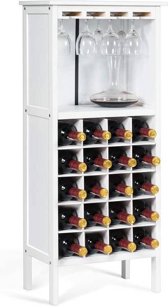 Weinschrank für 20 Flaschen Weiß - Holzwerkstoff - 25 x 96 x 42 cm
