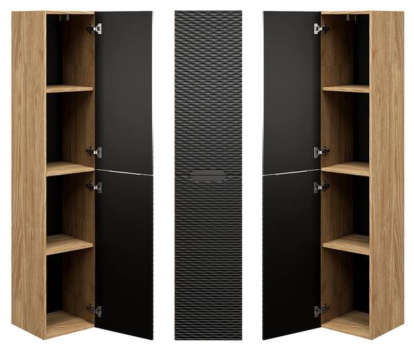 Badmöbel-Set OLUO-56-2 4er-Set Schwarz - Holzwerkstoff - 170 x 200 x 46 cm