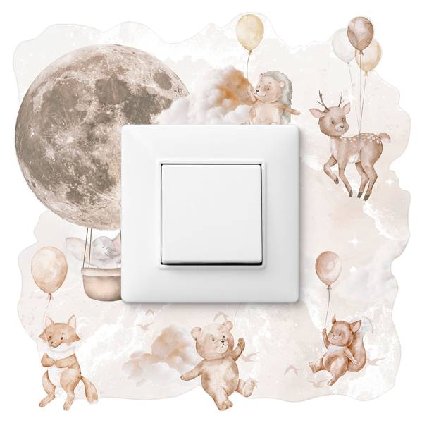 Lichtschalter-Sticker Waldtiere Beige - Grau - PVC - 20 x 20 x 20 cm