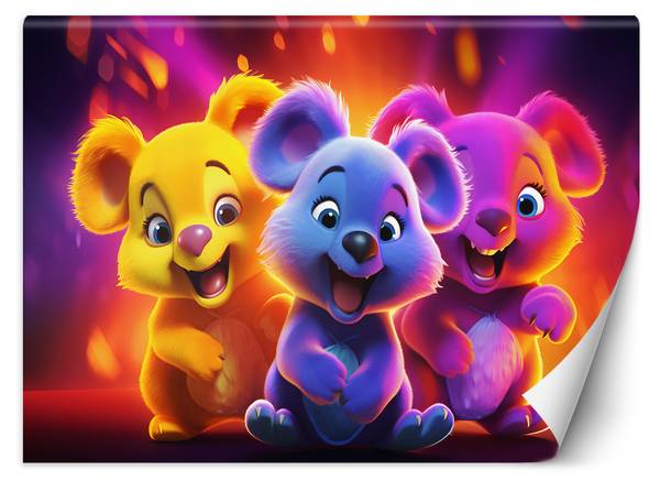 Fototapete Neonbären abstrakt 200 x 140 cm