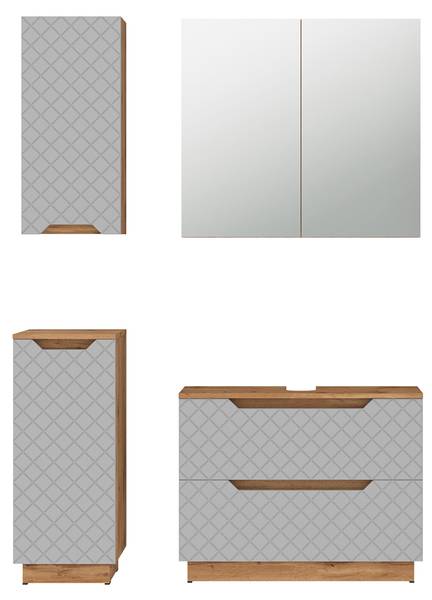 Badmöbel-Set Lotta 59513, 4er Set Grau - Eiche Dakota Dekor