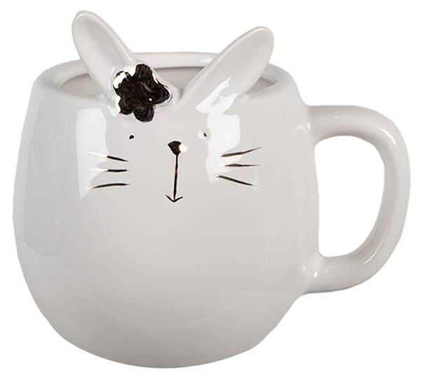 Mok Konijn Louk&Cups wit - porselein - 13 x 10 x 11 cm