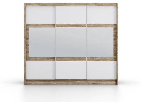 Kleiderschrank LEOVIA Braun - Weiß - Holz teilmassiv - 250 x 215 x 61 cm