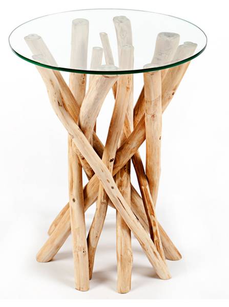 Beistelltisch DRIFTWOOD Braun - Teakholz - Sicherheitsglas - 40 x 50 x 40 cm