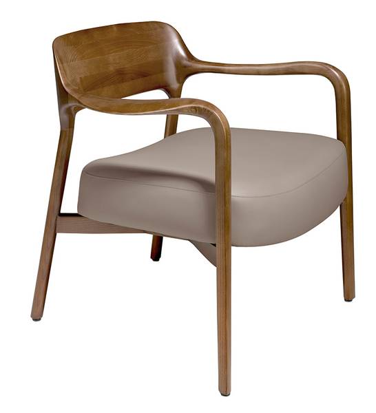 Sessel 5082 Grau - Polyester - Kunstleder - Walnuss - Silikon - 70 x 72 x 62 cm