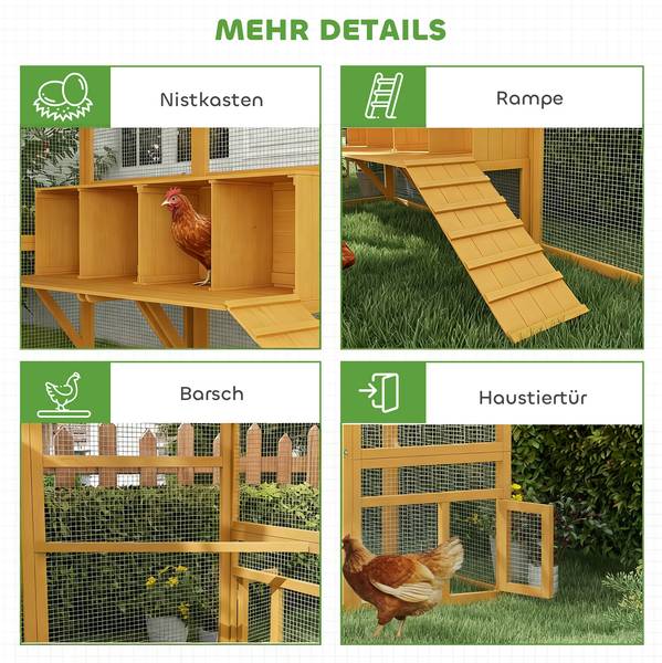 Kippenhok D51-407V00YL geel - massief hout - 186 x 188 x 280 cm