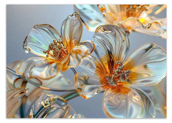 Papier peint fleurs en verre diamant - 350 x 245 cm