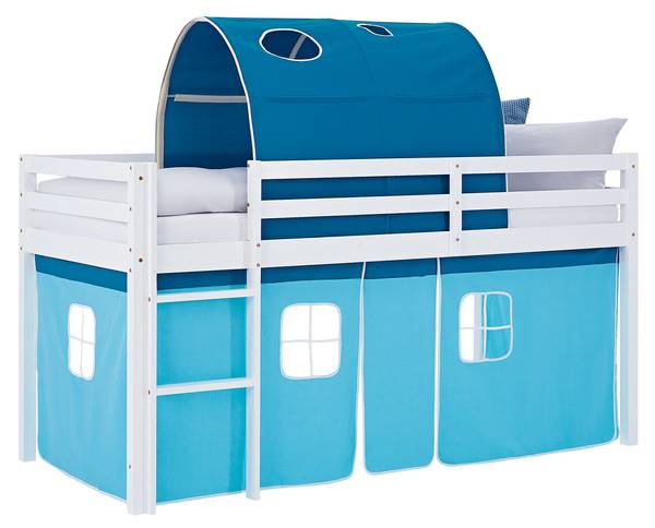 Lit mezzanine avec rideau et tunnel 2997 Avec sommier à lattes & matelas - Avec rideau - Avec échelle - Avec tunnel
