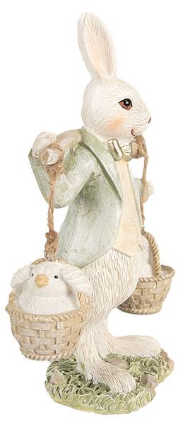 Beeld Konijn DekoEaster-Rylan wit - kunststof - 7 x 17 x 12 cm