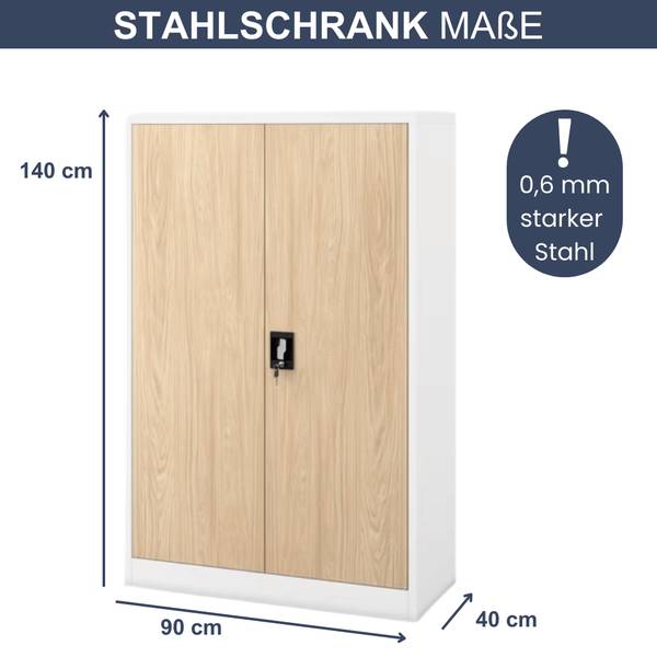 Aktenschrank abschließbar KEVIN Rehbraun - Weiß