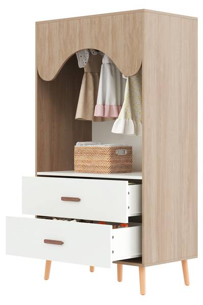 Kinderkleiderschrank LucyNaturWoody Braun - Holzwerkstoff - 160 x 142 x 46 cm