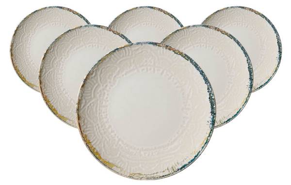 Dessertteller Alfonso 6er Set Beige - Keramik - 21 x 2 x 21 cm