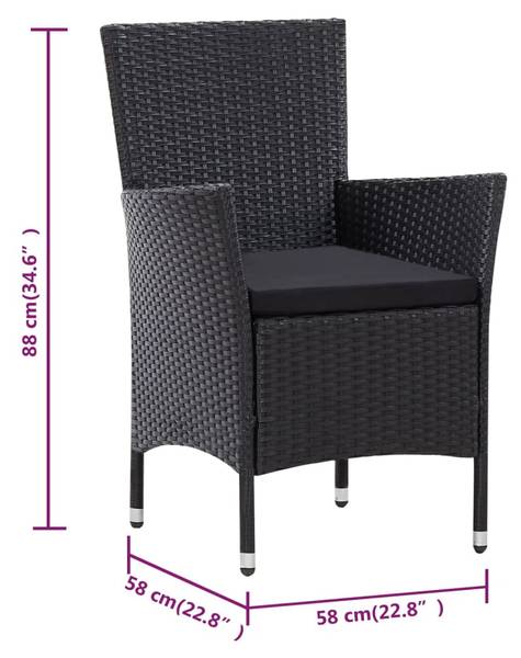 Garten-Essgruppe 3001262-1 9-teilig Schwarz - Klarglas - Polyethylen - 90 x 75 x 190 cm