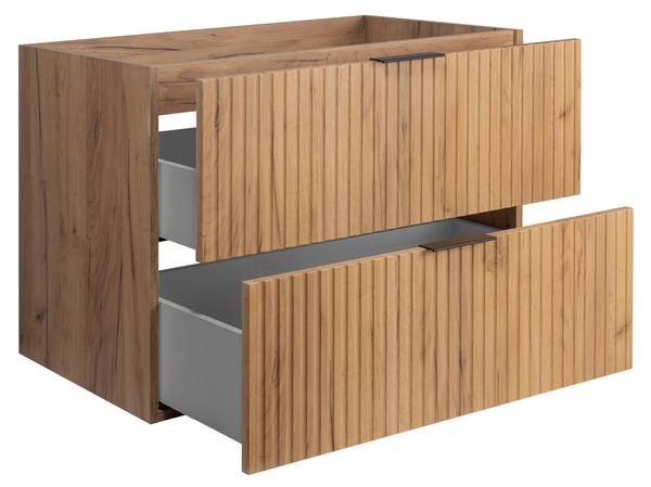 Badezimmerschrank Loara X Schwarz - Braun - Gold - Holzwerkstoff - 140 x 57 x 46 cm