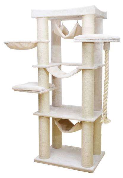 Kratzbaum Cambridge Weiß - Holzwerkstoff - 60 x 197 x 80 cm