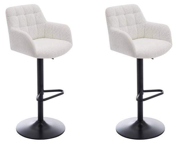 Barhocker PEGA 2er-Set Weiß - Textil - 50 x 93 x 49 cm