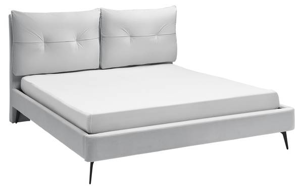 Polsterbett MALEA Grau - Metall - Massivholz - Textil - 190 x 112 x 227 cm