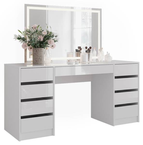Schminktisch Sherry 57665 2er set Weiß - Holzwerkstoff - 159 x 76 x 51 cm