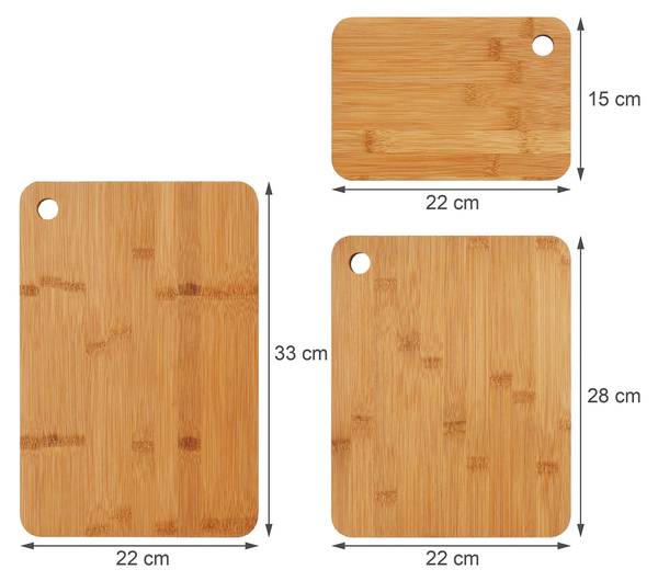 Schneidebrett 3er Set Bambus Braun - Bambus - 22 x 2 x 33 cm