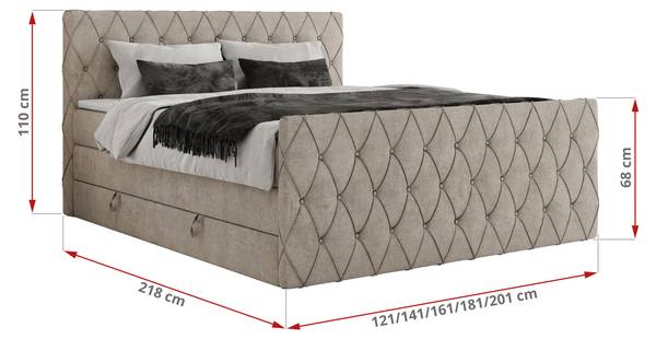 Boxspringbett MIREN KING DUO Sandbraun - Breite: 201 cm - H4