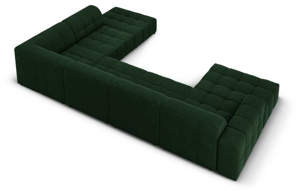 Canapé d'angle forme-U CHICAGO 7 places Vert foncé