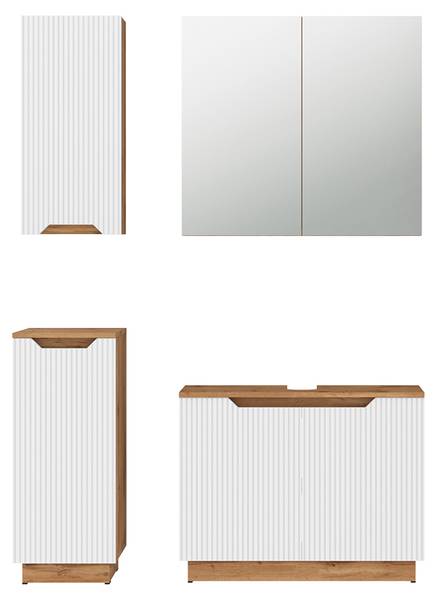 Badmöbel-Set Lotta 59547, 4er Set Eiche Dakota Dekor - Weiß