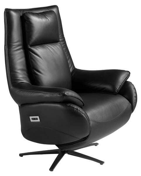 Relax-Drehsessel 5124 Schwarz - Flachgewebe - Kunstleder - 91 x 118 x 86 cm