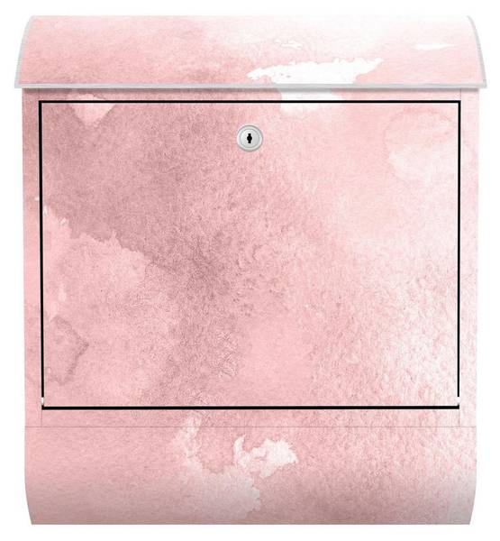 Briefkasten Aquarellstruktur Zuckerwatte Pink - Stahl - 39 x 46 x 13 cm