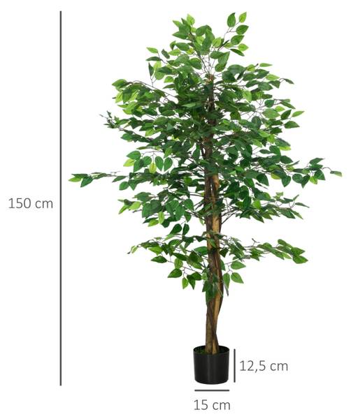 Ficus Kunstbaum CD66 Grün - Metall - 15 x 150 x 15 cm