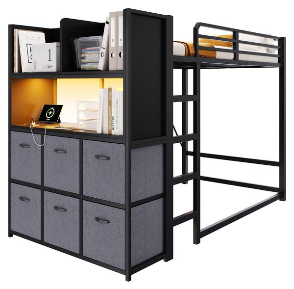 Hochbett JINSSHEFHE Ⅰ Schwarz - Eisen - 128 x 170 x 243 cm