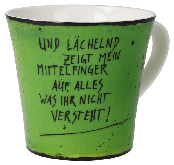 Tasse Frank Hummel Mittelfinger Porzellan - 11 x 10 x 13 cm