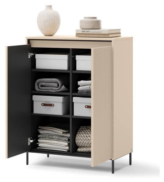 Kommode TREND Beige - Schwarz - Holzwerkstoff - 79 x 105 x 40 cm