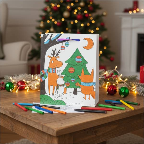 Geschenktüte Malen mit Filzstiften KIDS Weiß - Papier - 18 x 10 x 23 cm