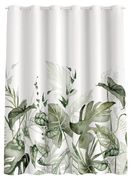 Duschvorhang Tropische Blätter Aquarell Grün - Polyester - 180 x 200 x 1 cm